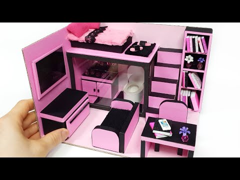 DIY Miniature Cardboard Room decor # 1 - Blackpink house ~