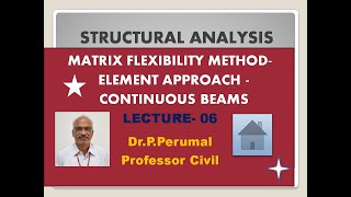 Lecture 6 : Matrix Methods of Structural analysis-Flexibility Method-Continuous Beams, Dr.P.Perumal