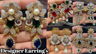 New Collection Zircon Earrings| Trendy Designer Earrings| Gold Replica Earrings