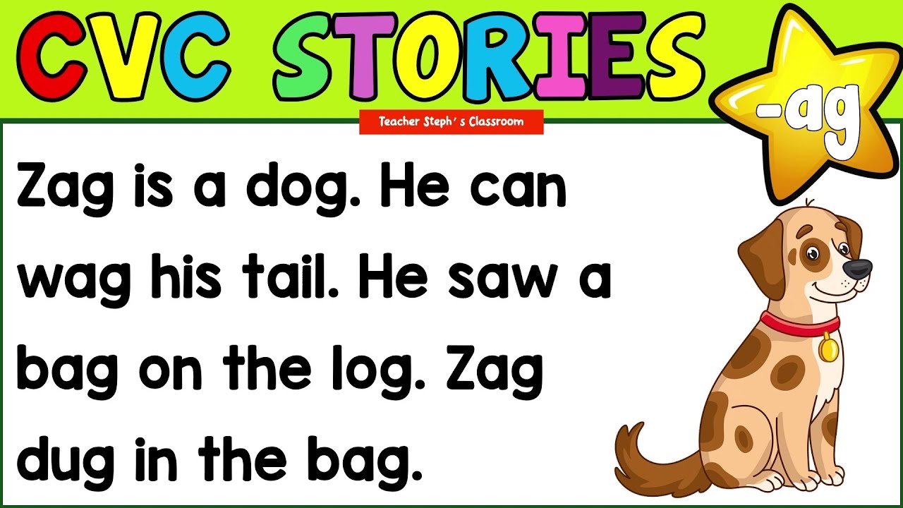 CVC SHORT STORIES | CVC WORDS -AG | READING SIMPLE STORIES IN ENGLISH