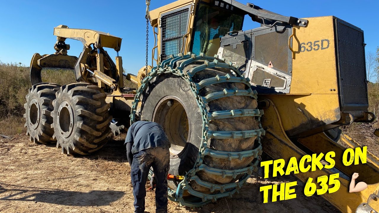 New tracks on the Tigercat 635 & the Cummins is about to blow [look at the smoke]
