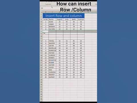 How can insert Row and column in Excel sheet - YouTube