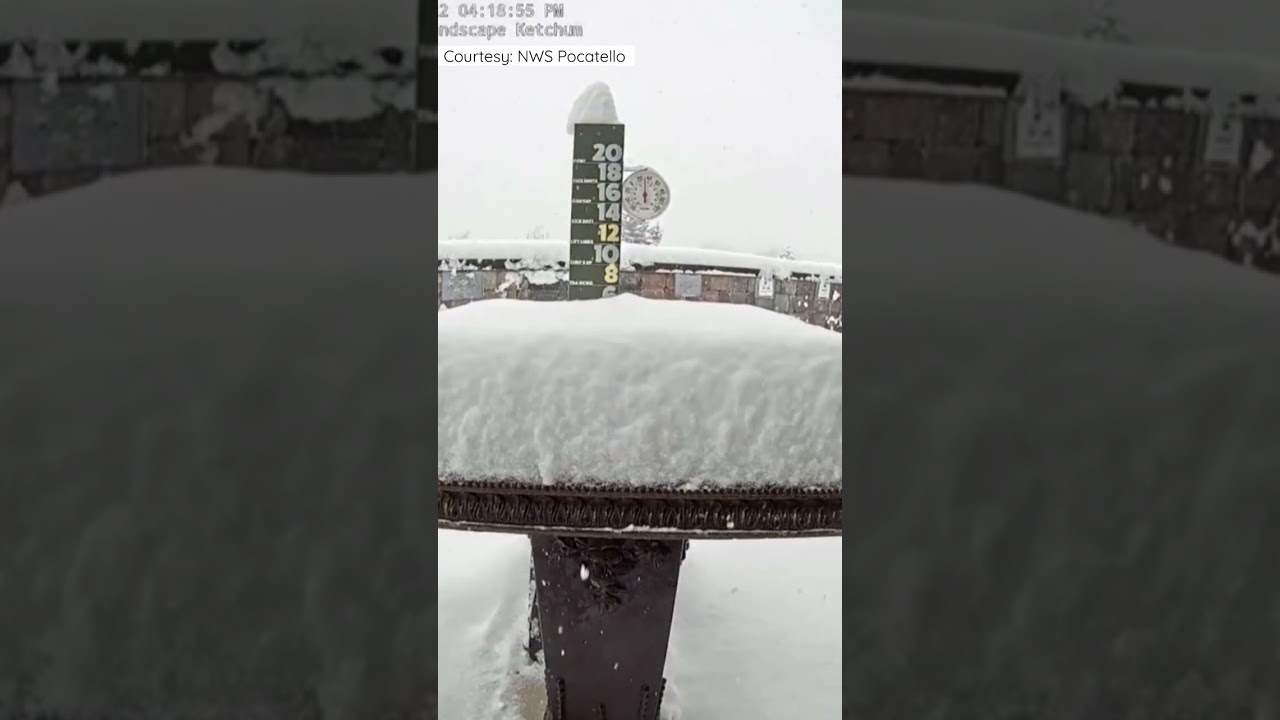 Timelapse of snowfall piling over 20 inches at a measuring site in US Idaho