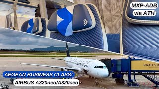 4K TRIP REPORT | AEGEAN BUSINESS CLASS A320neo/A320ceo + Aegean Business Lounge | Milan-Athens-Izmir