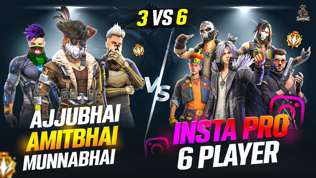 INSTA 6 PRO BAAP PLAYERS VS AJJUBHAI AMITBHAI AND MUNNABHAI BEST CS FF GAMEPLAY  GARENA FREE FIRE