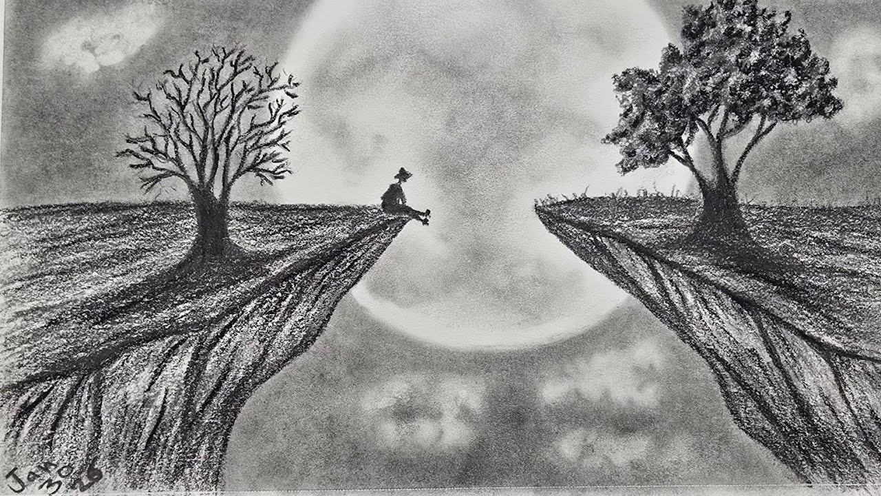 How to draw a boy in Moonlight for beginners, Pencil sketch | كيفية رسم طفل تحت ضوء القمر