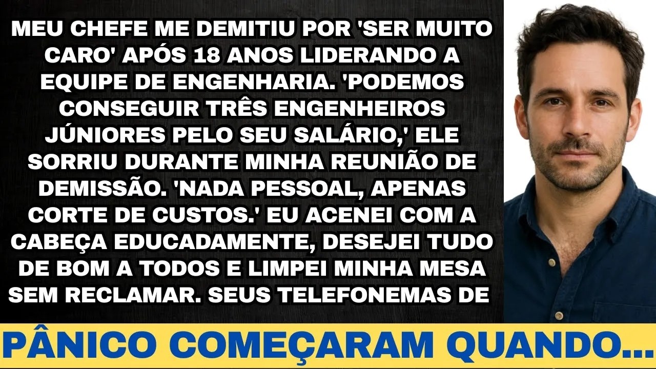 Meu chefe me demitiu por ser muito caro depois de 18 anos liderando engenharia, suas ligações em