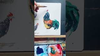 Watercolor chickens tutorial - easy way to paint chickens