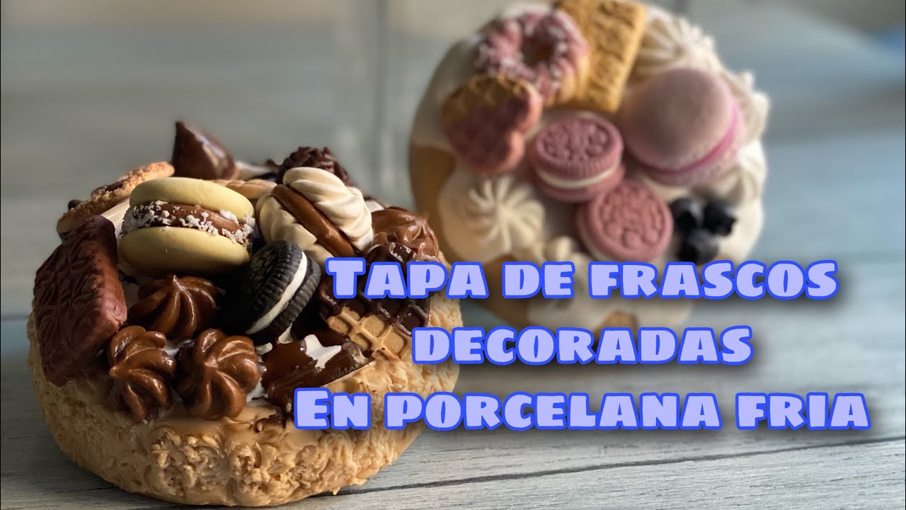 COMO FORRAR TAPA DE FRASCO EN PORCELA FRIA - FRASCOS DECORADOS