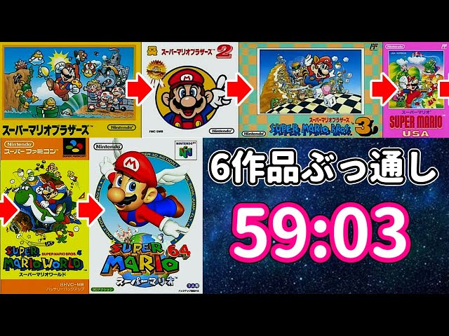 Super Marihour 59:03 / LRT 58:05 (マリオ1,2,USA,3,ワールド,64