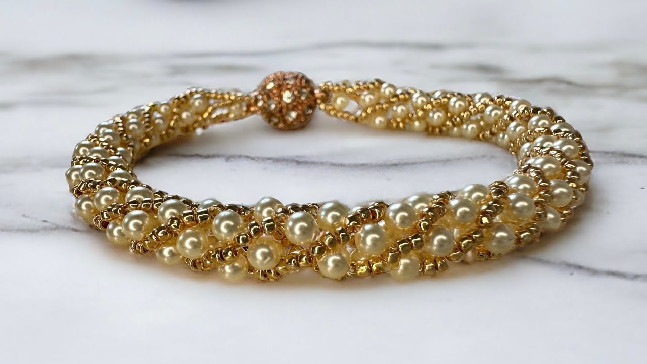 Russian Spiral Beading Tutorial. How to Make a Pearl Bracelet.
