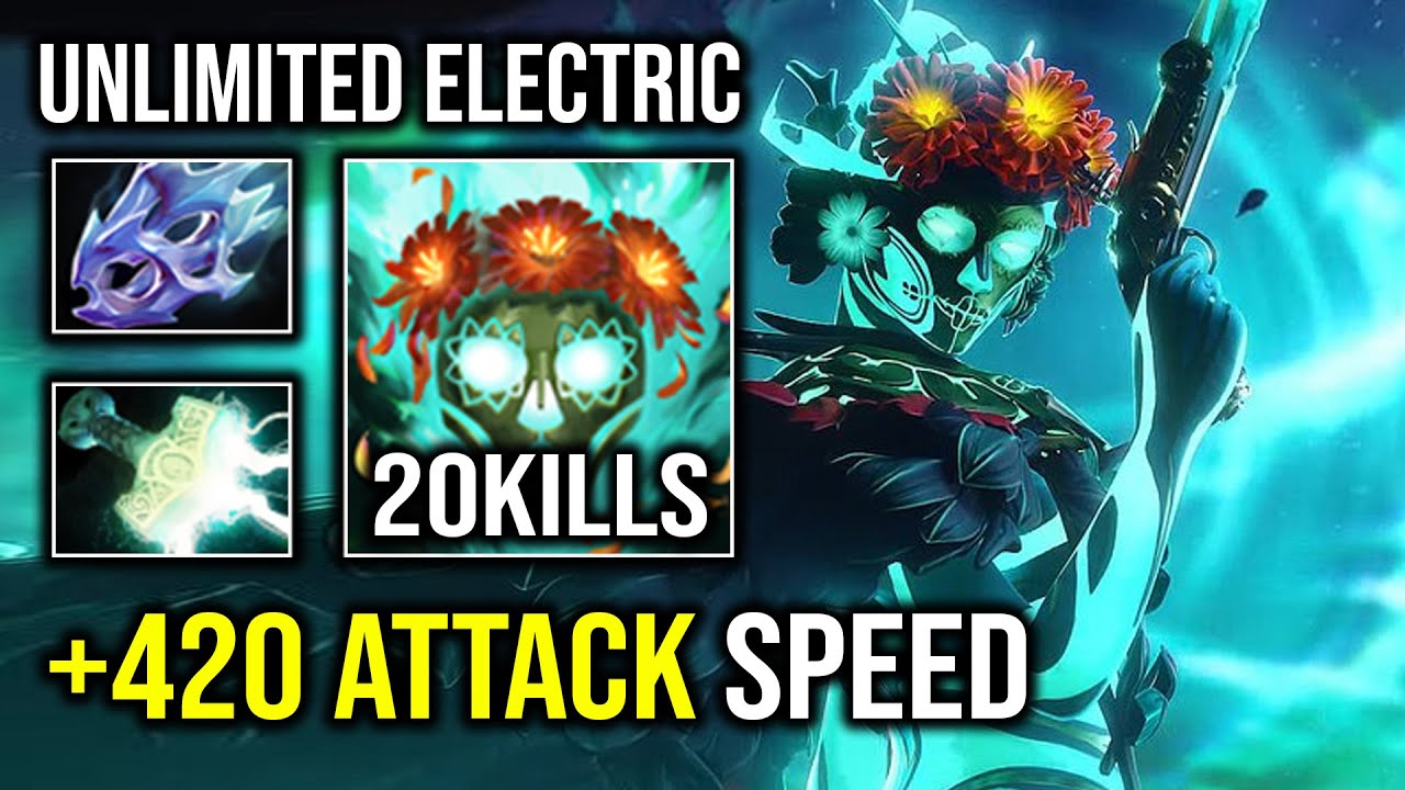 +420 Attack Speed Late Game Muerta Unlimited Electric Full Speed Ultra Carry Dota 2