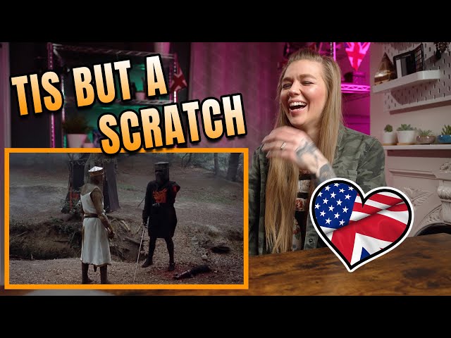 AMERICAN REACTS TO MONTY PYTHON THE BLACK KNIGHT | AMERICAN LIVING IN THE UK | AMANDA RAE class=