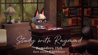 Pomodoro 25/5  2HOUR STUDY WITH RAYMOND  / No music  Ambience Rain sound☔/ Study with me