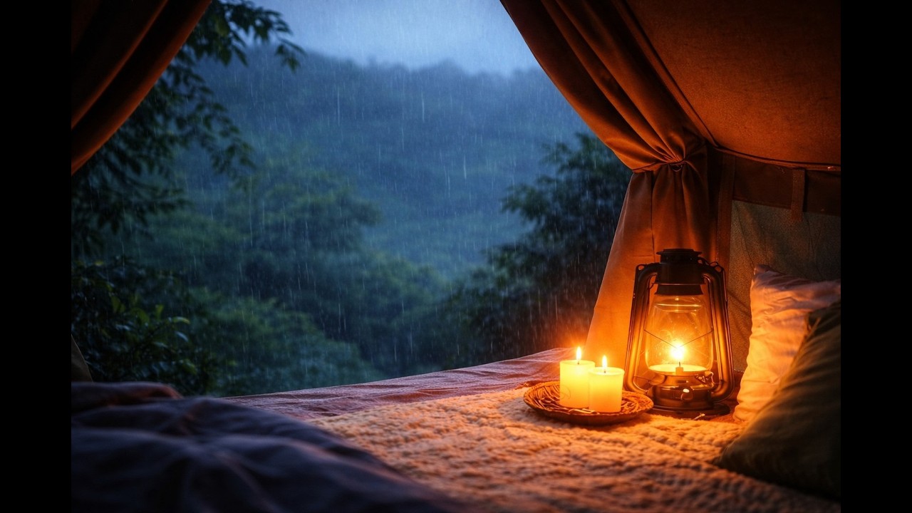 Heavy Rain on Tent 🏕️ 🌧️  | Cozy Camping Night for Deep Sleep - 4 Hours