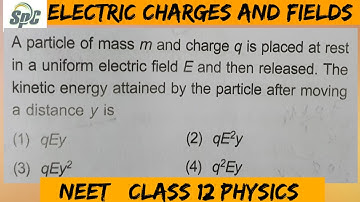 A particle of mass m and charge q is placed at rest in a uniform electric field E and then released