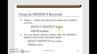 Lecture 10 Data Manipulation Language Theory - Part 2