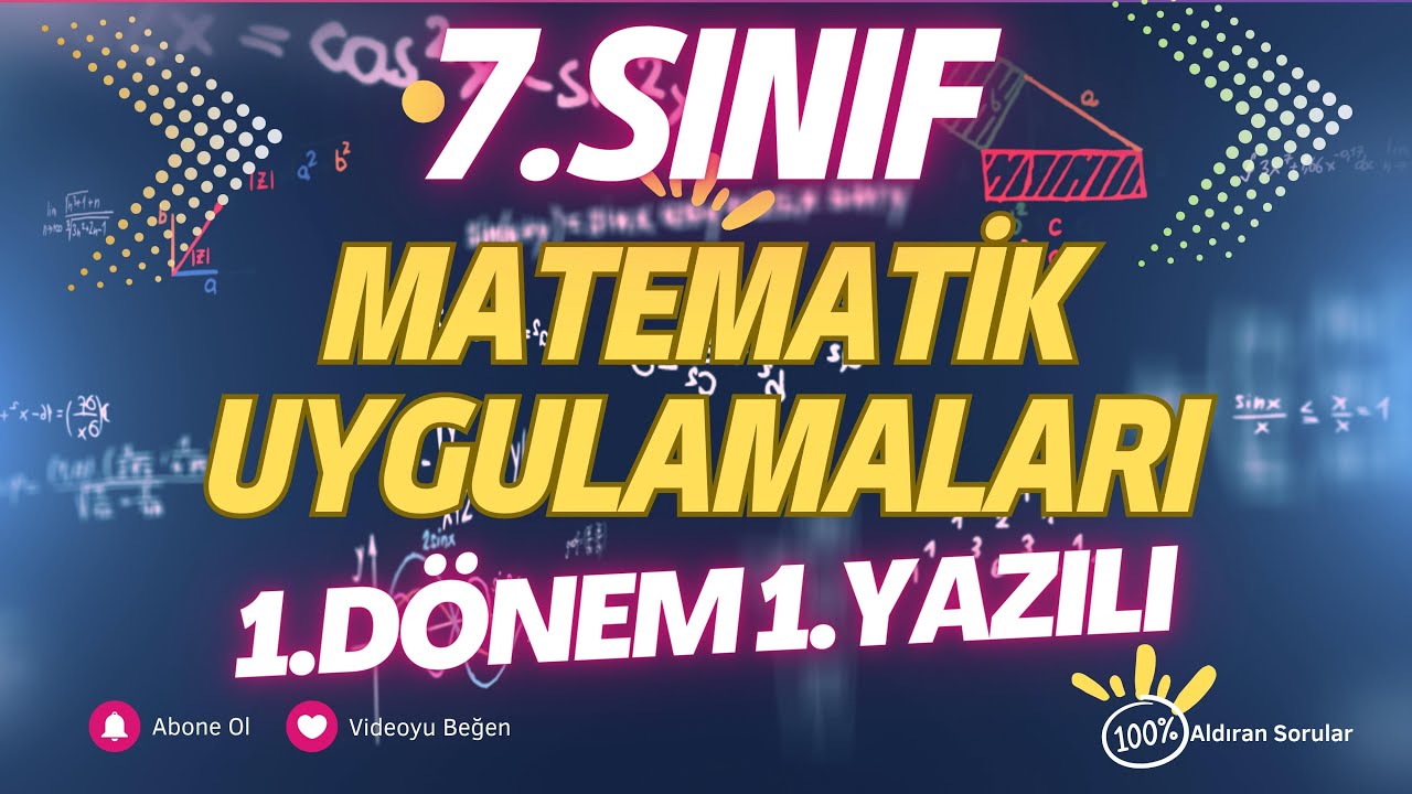 7.Sınıf Matematik Uygulamaları 1.Dönem 1.Yazılı Soruları ve Cevapları 2023 Yeni (%99 Çıkabilir 😊😊😊 )