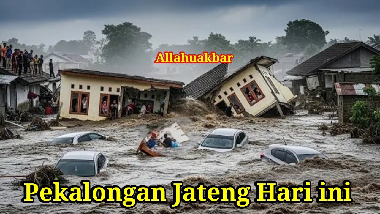 PEKALONGAN MENCEKAM! TANGGUL JEBOL & BANJIR  DAHSYAT SAPU PEKALONGAN, KERETA API,MOBIL,RUMAH TERSAPU