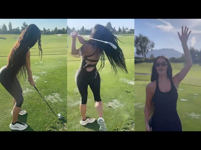Kim Kardashian's Instagram stories 25/04/2021 - playing golf class=