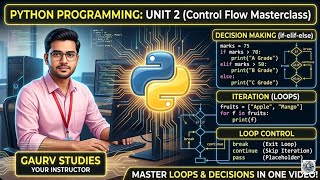 Python - Unit 2 Complete: Flow Control, Loops &amp; Conditionals (if-else, for) #2 | GAURV STUDIES