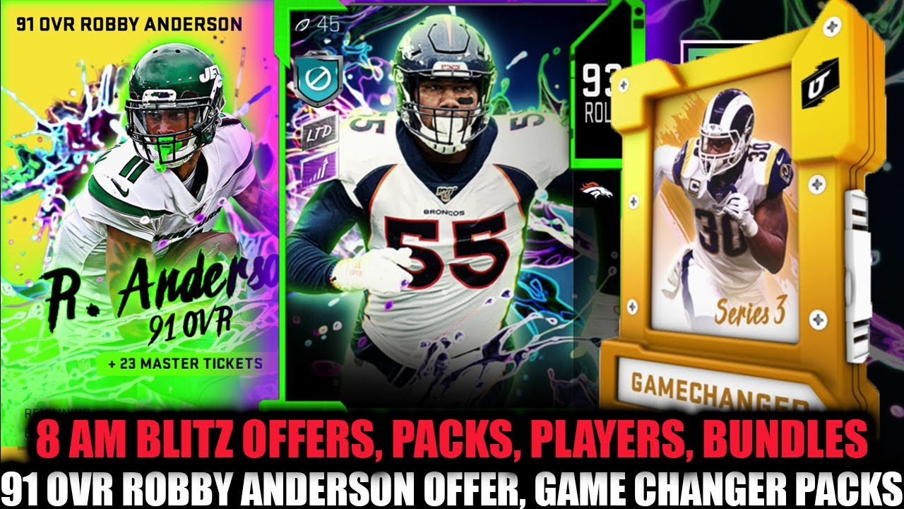 8 AM BLITZ OFFERS, PACKS,! LTD CHUBB! 91 ROBBY ANDERSON! GAME CHANGER PACKS| MADDEN 20 ULTIMATE TEAM
