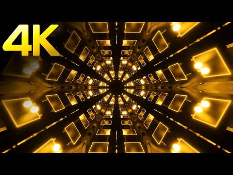 4K Abstract Hexagon Neon Gold Light Tunnel VJ Motion TV Background || Free VJ Loops || 4K VJ Loops