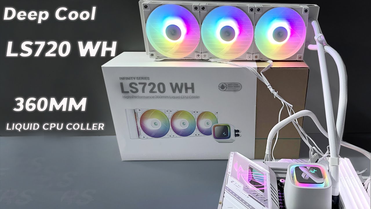 DeepCool LS720 Wh 360mm high performance liquid CPU cooler Unbox install  test.. 