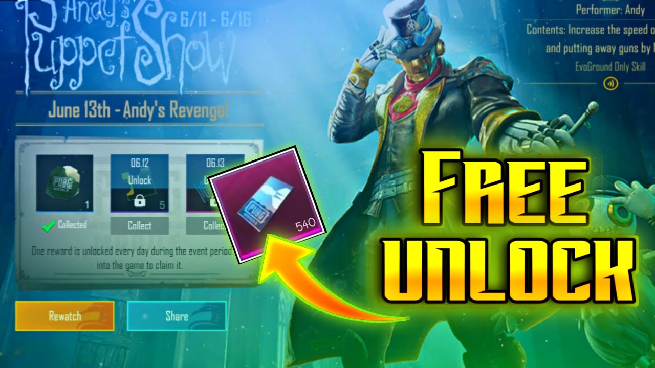 FREE 60 CHARACTER VOUCHERS HOW TO UNLOCK ANDY CHARACTER ( PUBG MOBILE