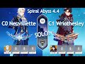 [SOLO] NEW Spiral Abyss 4.4! C0 Neuvillette x C1 Wriothesley | Floor 12 9 Stars | Genshin Impact