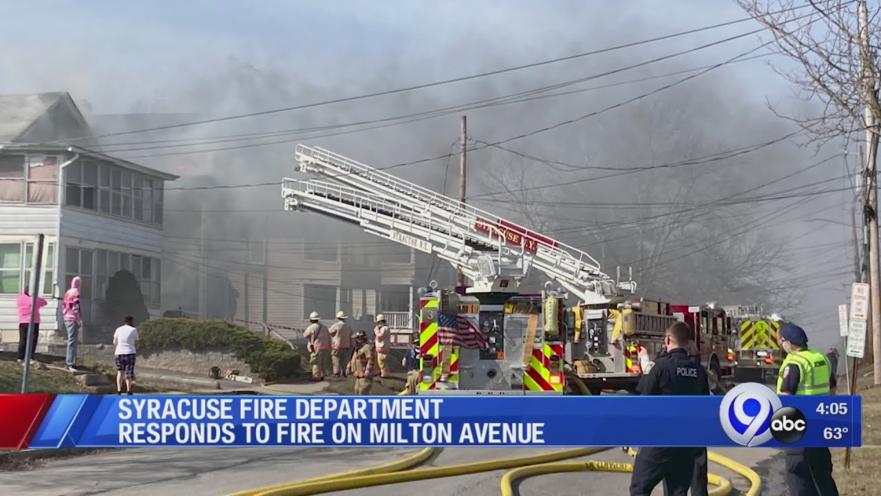 Multiple crews battle house fire on Milton Ave. in Syracuse - YouTube