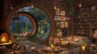 Relax in this Cozy Hobbit Hole-Style Cabin on a Rainy Day | Rain &amp; Fire Ambience for Deep Sleep