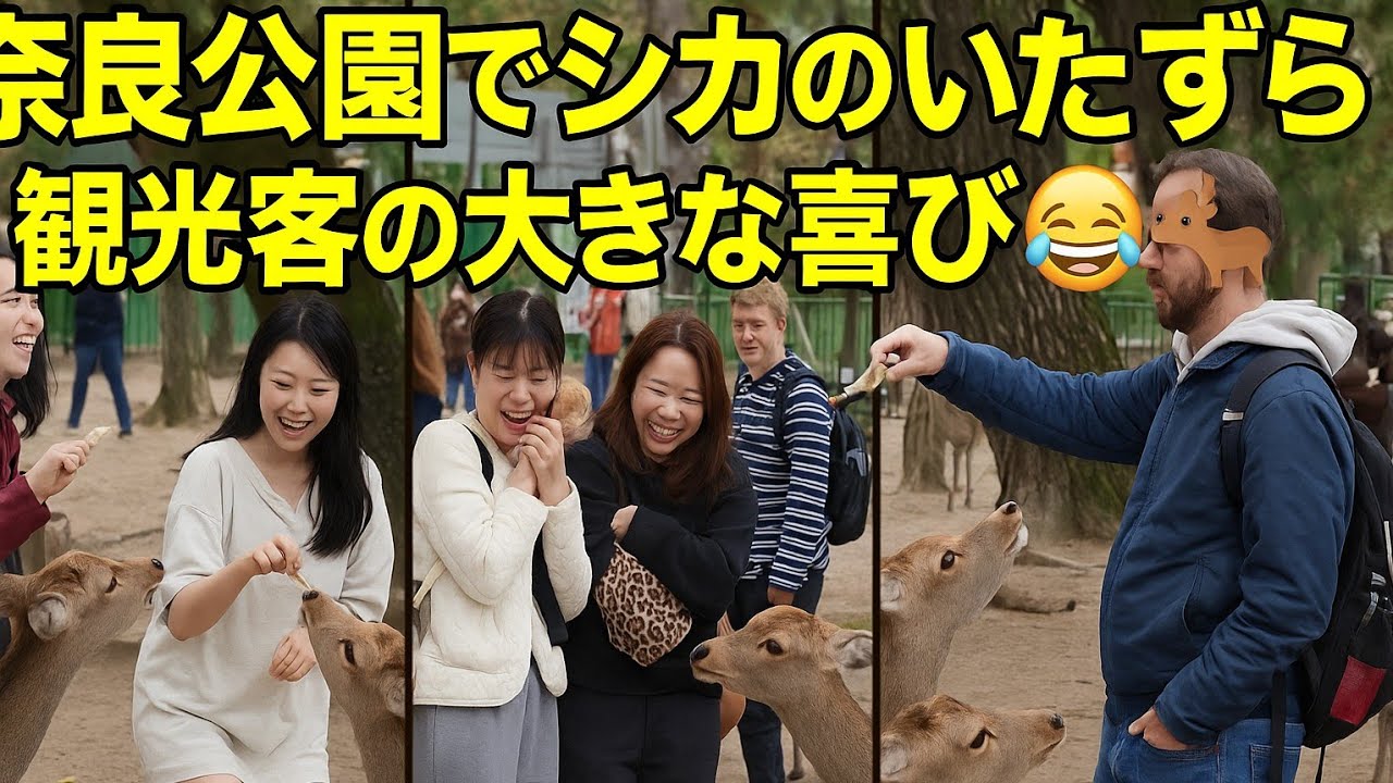 奈良公園でシカのいたずら大爆発！観光客も大喜び🤣🦌✨