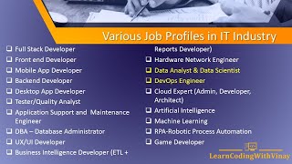 Video 7: Data Analyst, Data Scientist & DevOps Engineer