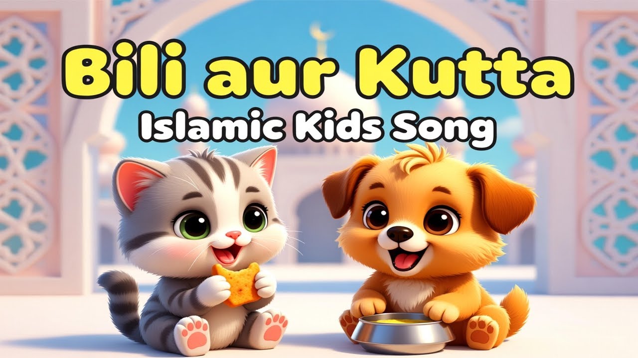 Kid-Co Studio |🐱🐶 Billi Aur Kutta | Islamic Kids Song 🌙🍽️ | Pyar, Madad & Sharing 💕 | 3D Cartoon