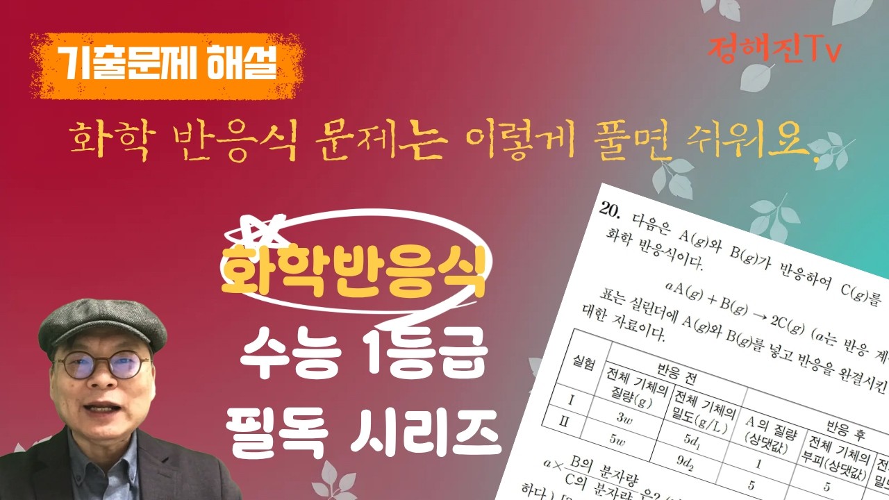 [화학1 기출 시리즈] (2)23학년도 6월 모평 20번 화학반응식 문제 해설 #화학반응식 #ebs 수능특강 #기출문제 해설 #수능화학 #분자량비 #밀도비