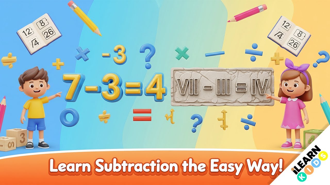 Master Subtraction the Easy Way! | Learn with Numbers & Roman Numerals