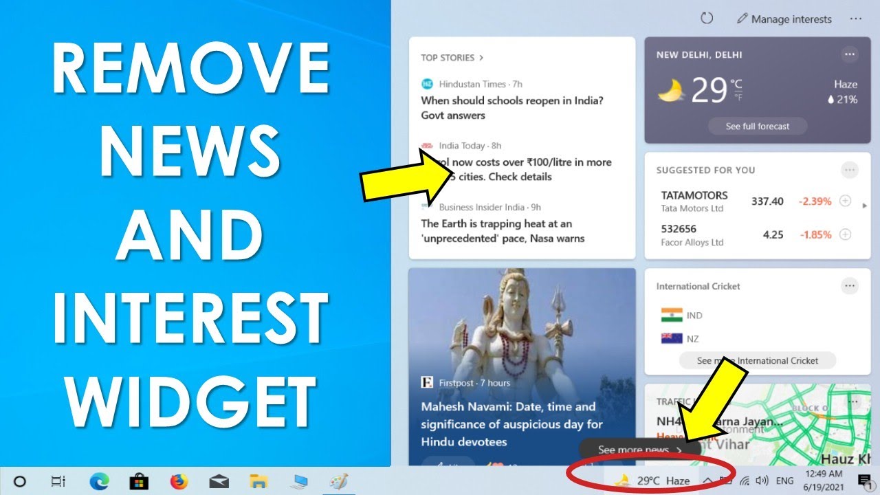 How to remove news and interests widget from taskbar windows 10 - YouTube