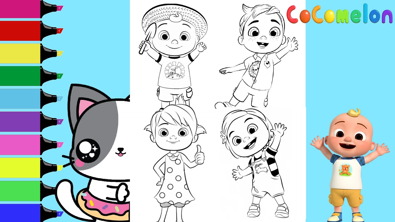 CoComelon Coloring Book Compilation JJ TomTom YoYo Nico and Nina Coloring  Book Pages 