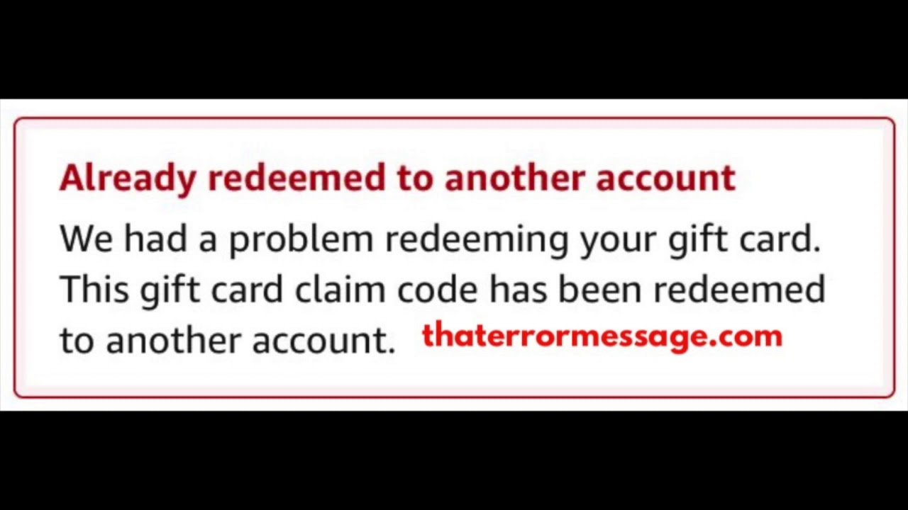 This gift card claim code has been redeemed to another account