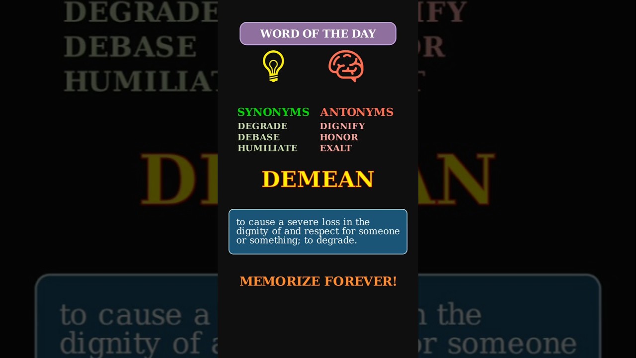 Demean: The Word for Degrading Someone 😔⬇️ A Verb of Disrespect