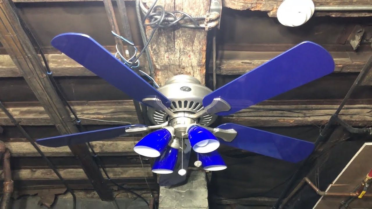 Hampton Bay Cameron II Plus Ceiling Fan 52” (Brushed Steel/Cobalt Blue