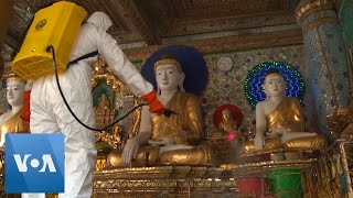Myanmar's Shwedagon Pagoda is Disinfected