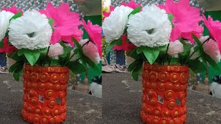 Easy Flower Vase Making For Waste Material/DIY Flower Vase Making at Home/Waste Material Flower Vase