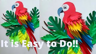 Amazing Paper Craft Parrot Wall Decor DIY |Simple Paper Hacks | Room Decor | Craftmerint