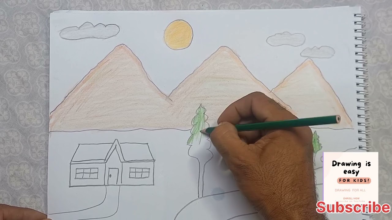 How to draw mountains landscape with Qasim