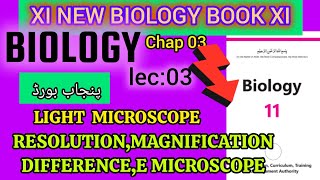11th Class new Biology Punjab Board Chapter 3 MICROSCOPY ,RESOLUTION,MAGNIFICATION  By Fayaz khatti