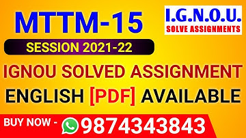 MTTM-15 Solved Assignment 2021-22 in English, MTM 15 Solved Assignment 2022, MTTM-15 Assignment