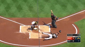 MIA@PIT: Ozuna plates a pair with two-bagger to left