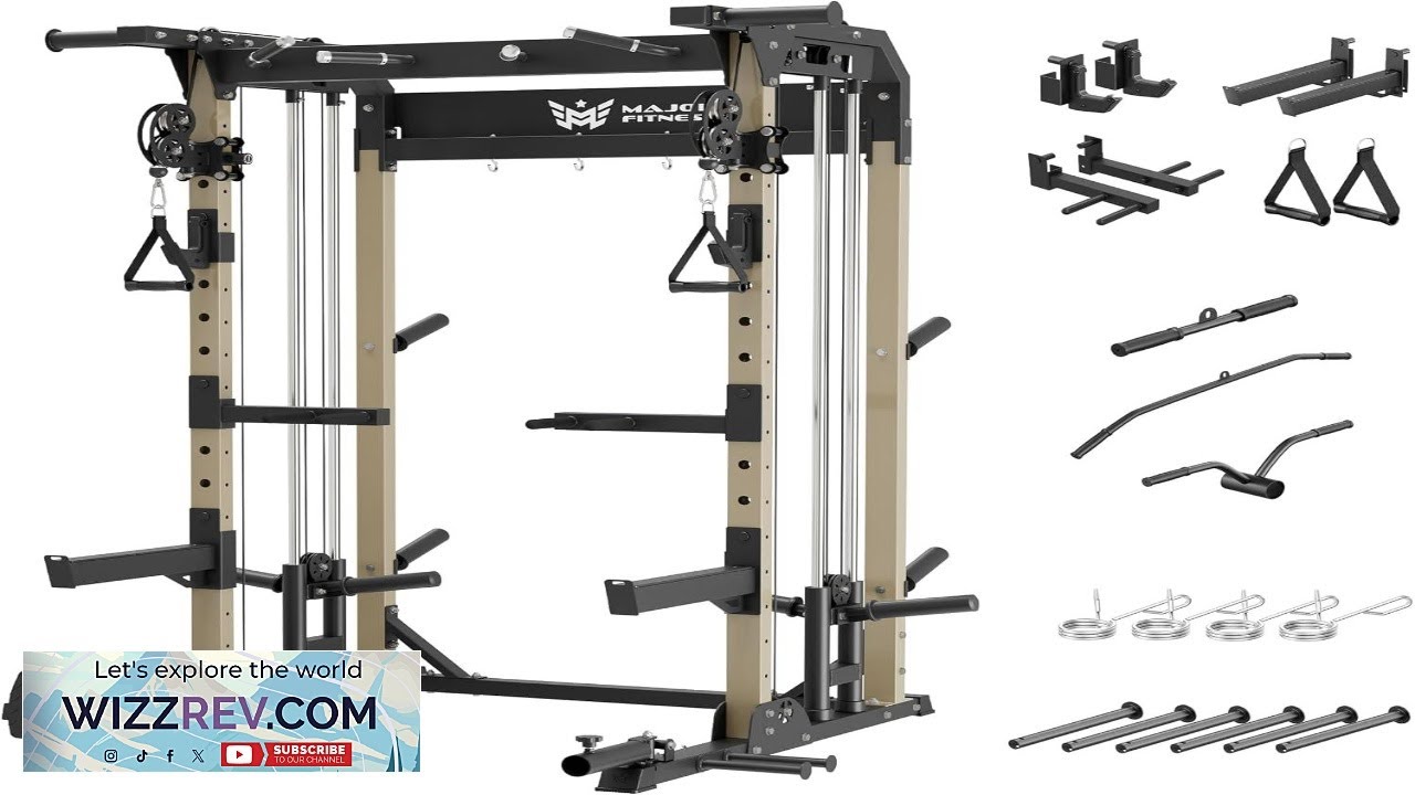 MAJOR FITNESS F22 Power Rack 1600lbs All in One Squat Rack with Dual Pulley
